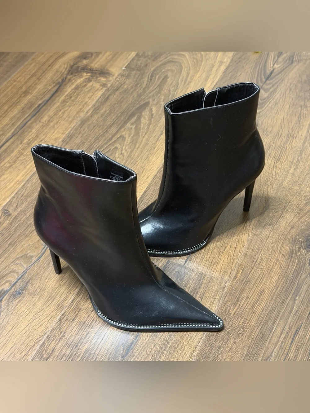 Zara new Black Pointed Toe Rhinestone Stiletto Ankle Boots - Women size 9